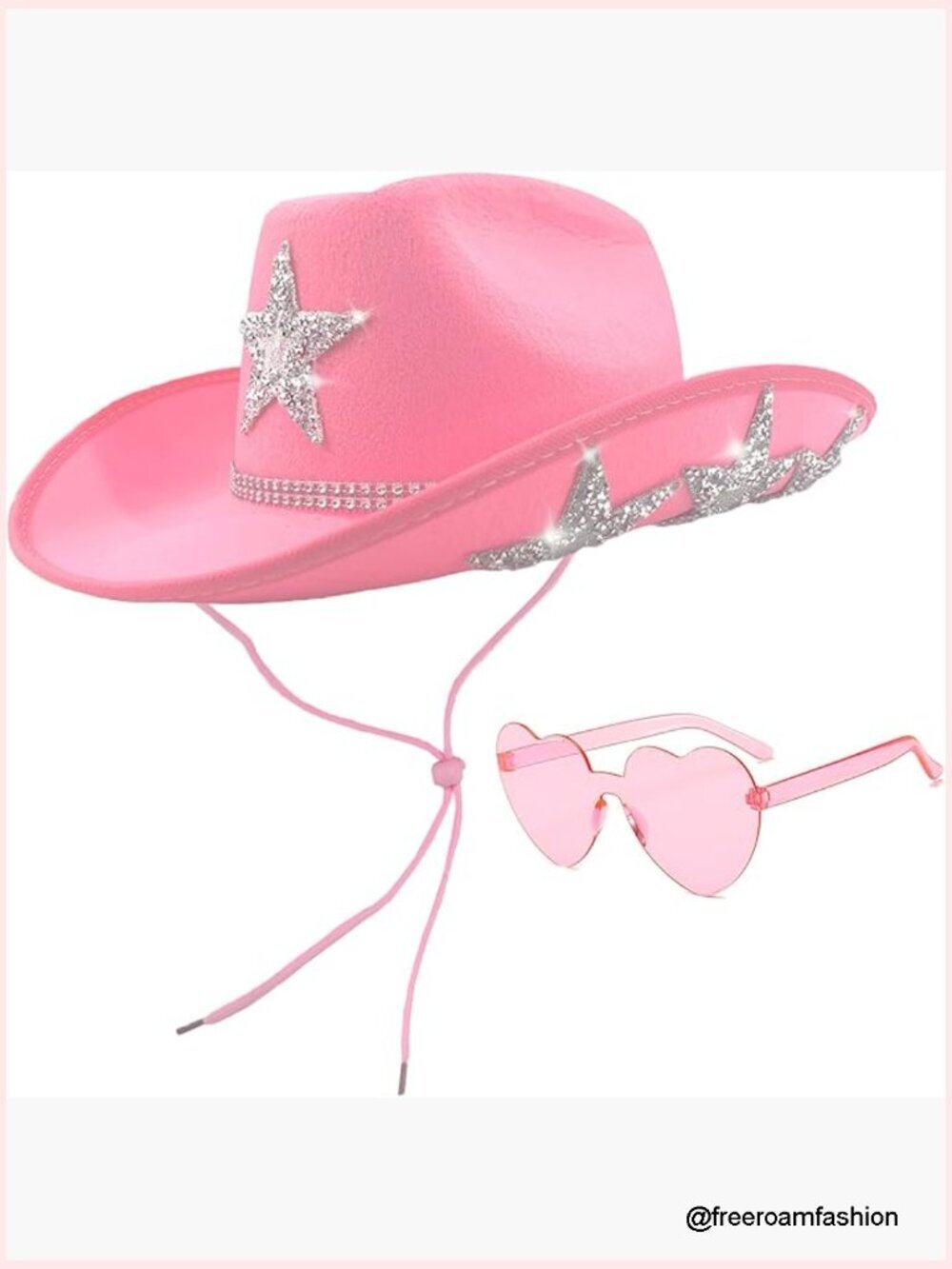 Cowgirl Hat with Heart Sunglasses Bachelorette Party Bling Star